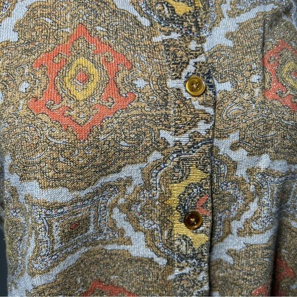 Talbots Women’s Large Cardigan Sweater Gold Metallic Knit Long Sleeve Button Up - Picture 4 of 9